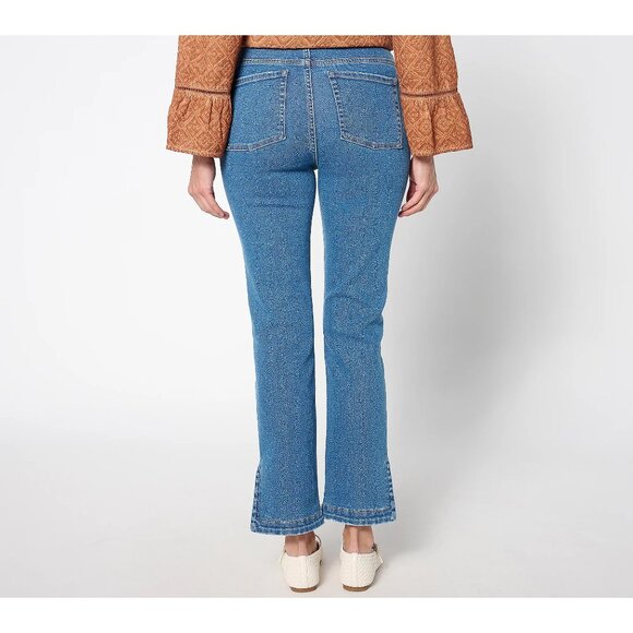 LOGO by Lori Goldstein Regular Pull On Ankle Length Denim Pants Size Small Blue - Picture 2 of 8